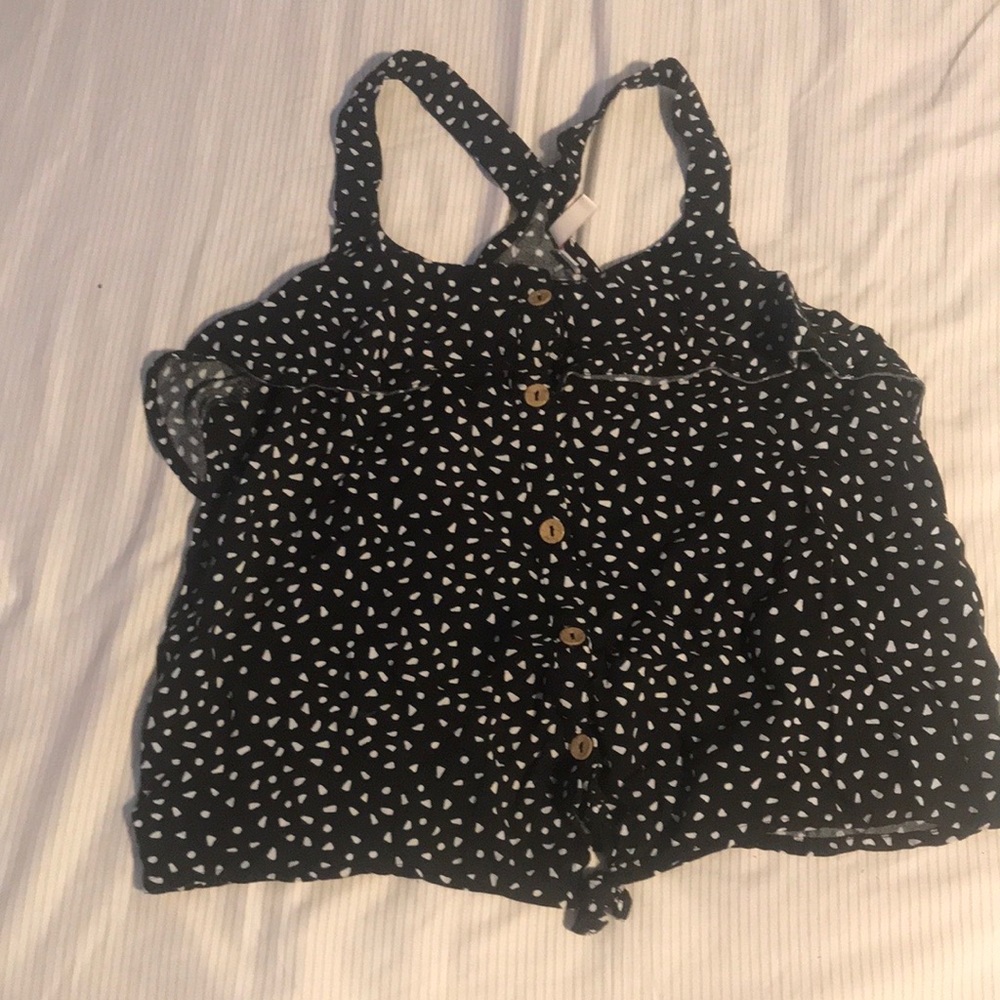 Black with poke dots tabk top